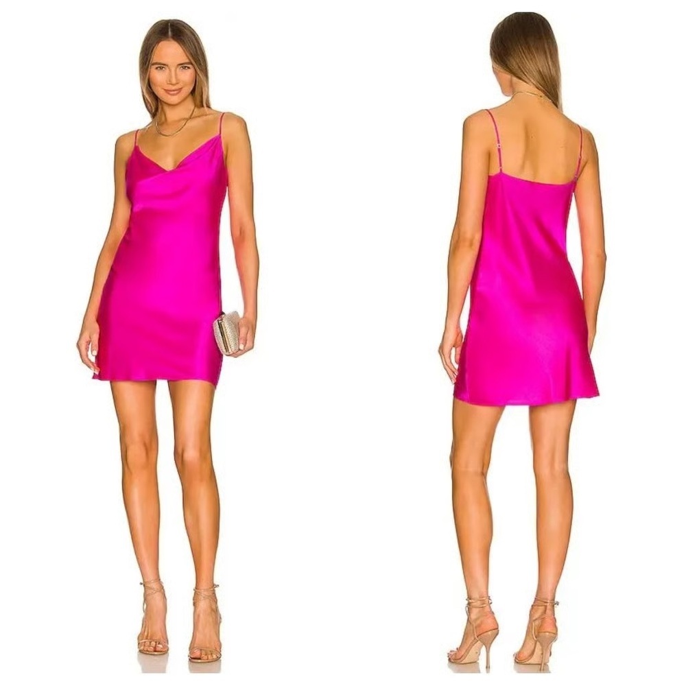 Generation Love Jenna Crystal Strap Slip Dress in Hot Pink Size XS